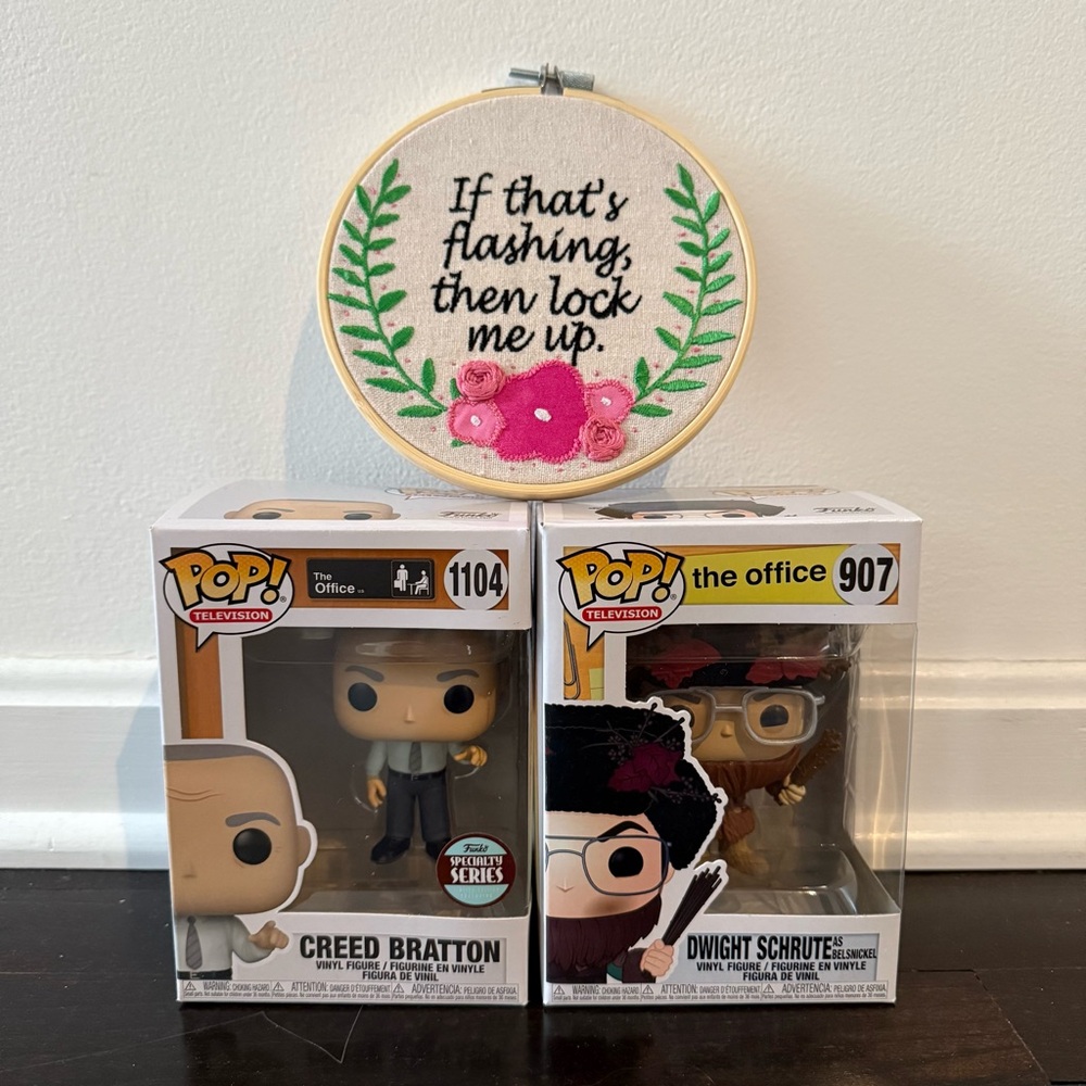 Funko The Office Creed and Dwight Figures with Embroidery Art